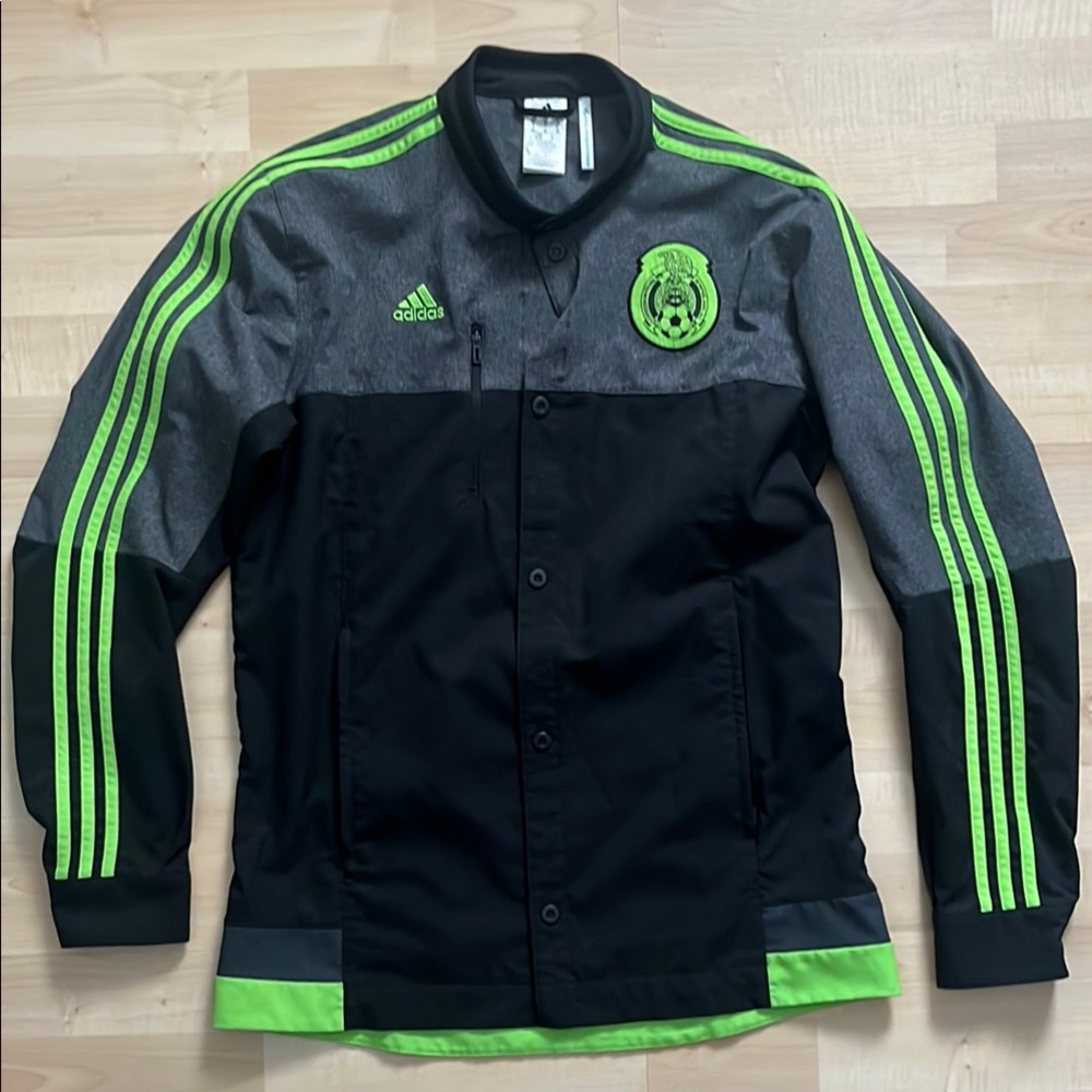 Adidas Mexico soccer Black and Neon Green Jacket